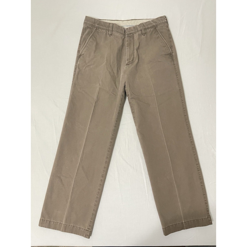 Life Khaki 33/30 Brown Straight Men's Pants Standard Rise Pleated
